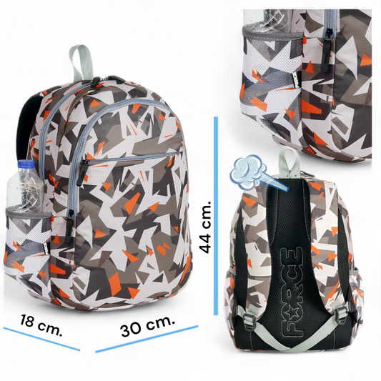 Force Backpack Unisex -Gray-Orang Camouflage pattern - new edition - FNE033