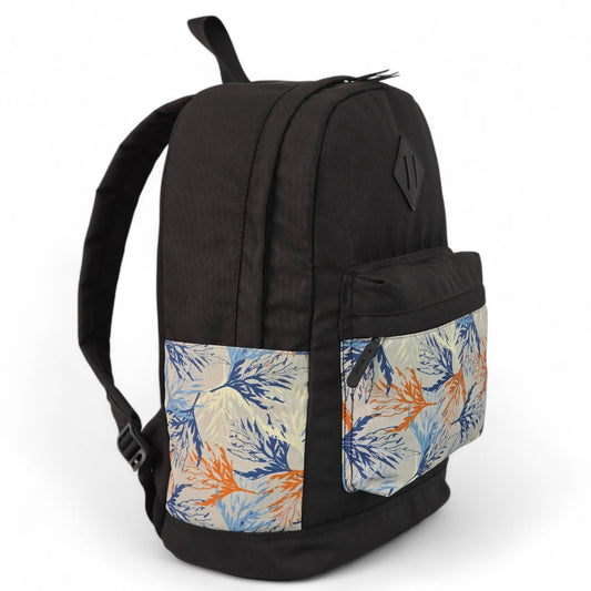 Force laptop backpack 14" Black color with Botanical Pattern - FG-27 - tropical leaves