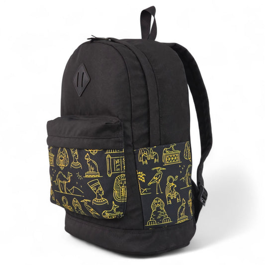 Force laptop backpack 14" Black with Egyptian Heritage Pattern - FG-29 - Pharaoh Vibes