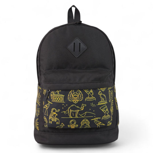 Force laptop backpack 15.6" Black with Egyptian Heritage Pattern - FG-29 - Pharaoh Vibes