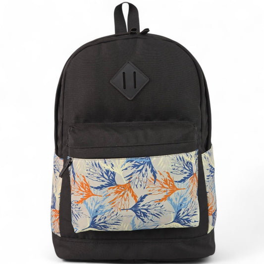 Force laptop backpack 14" Black color with Botanical Pattern - FG-27 - tropical leaves