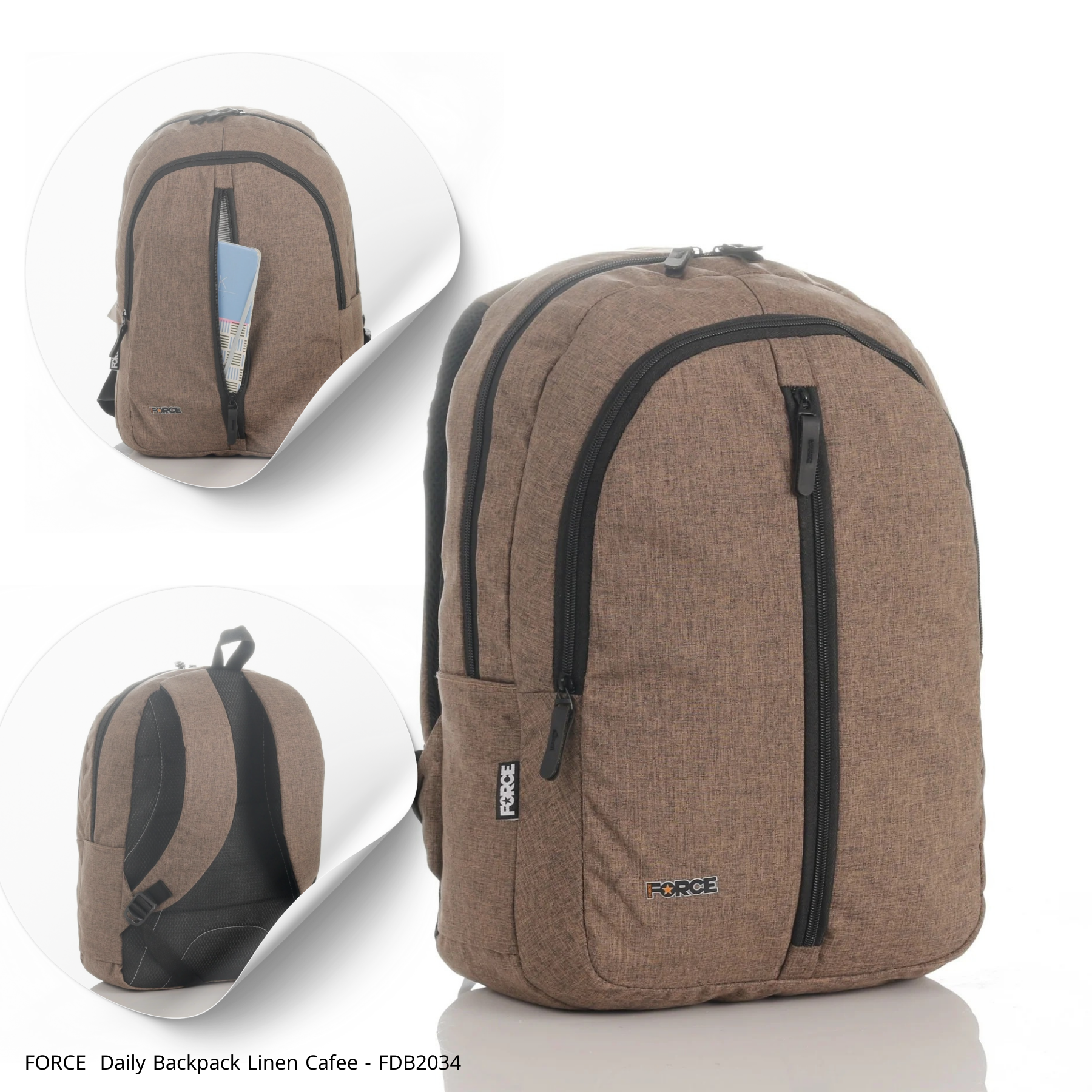 FORCE  Daily Backpack Linen Cafee - FDB2034