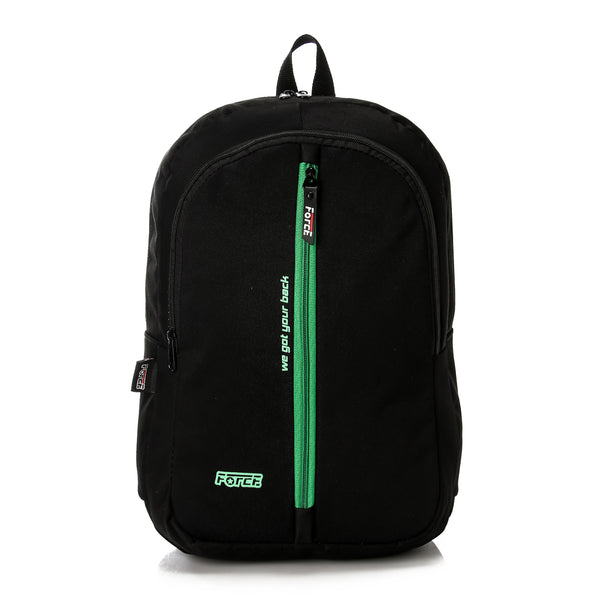 FORCE Basic Backpack Black/green unisex backpack- FDB-20-28 - FORCE STORES