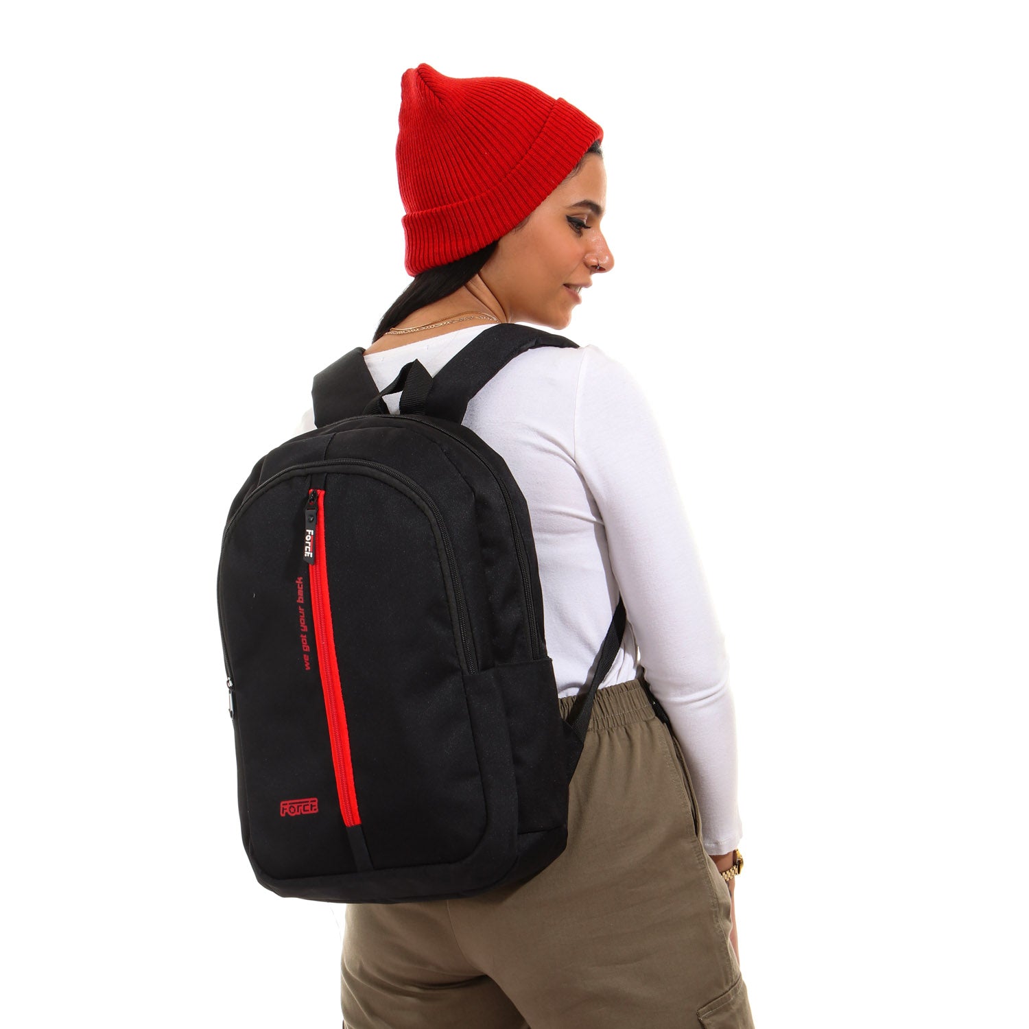 FORCE  Basic Backpack Black/ Red unisex backpack- FDB-20-31 - FORCE STORES