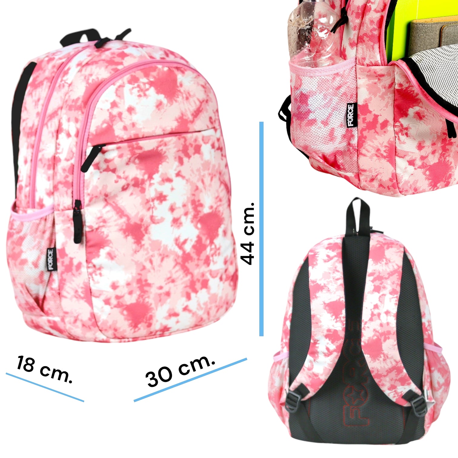 Force Backpack Unisex -pink splash pattern - new edition - FNE-006