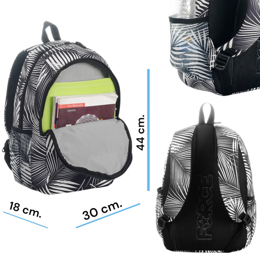 Force Backpack Unisex -black & white pattern - new edition - FNE-008