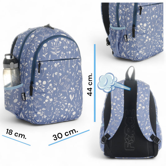 Force Backpack Unisex - floral pattern blue - new edition - FNE07