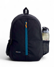 FORCE Basic Backpack Black/Teal Blue front zip unisex backpack- FDB01