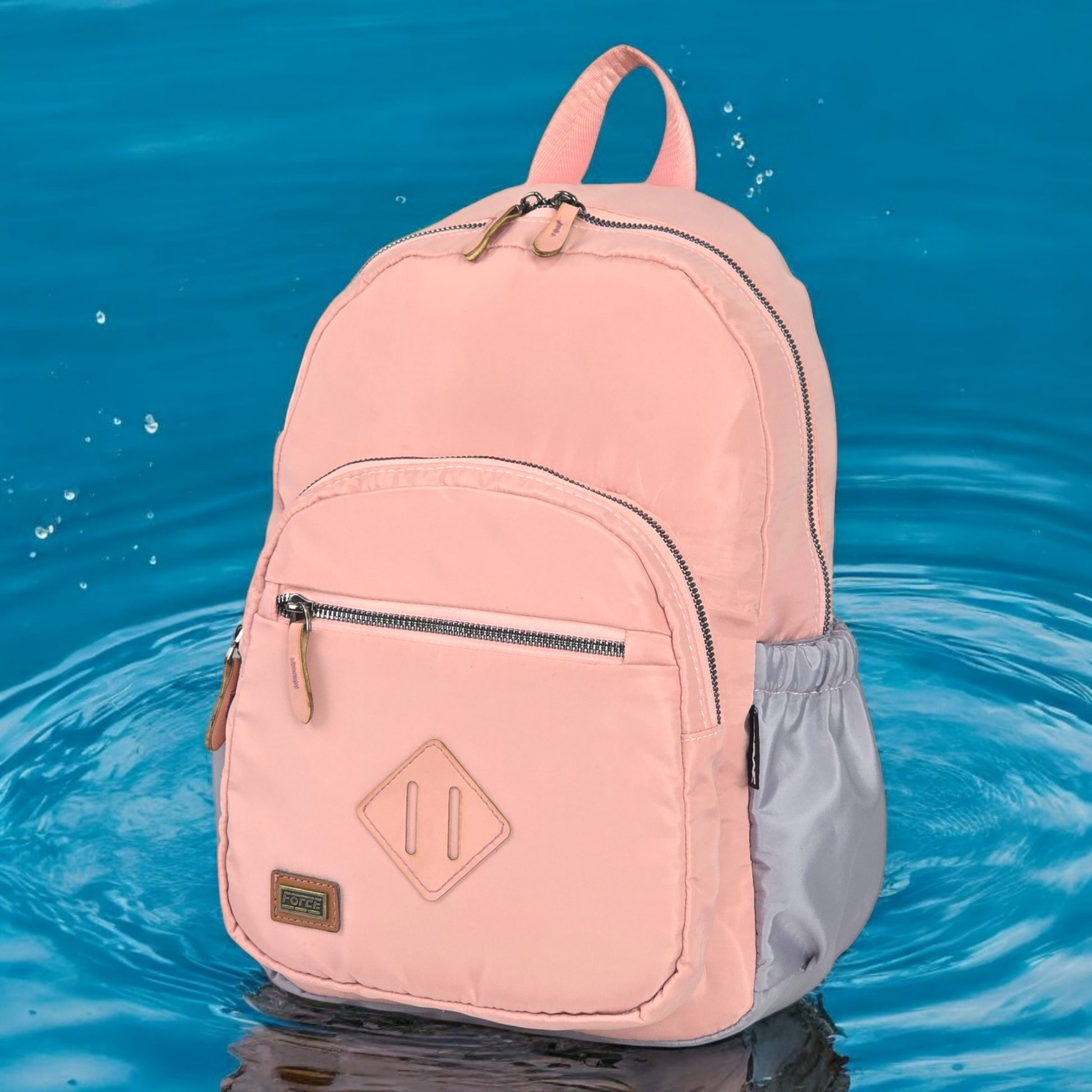 Force Girls Small Waterproof Backpack | Pink-Gray | Size 37 x 24 x 14 cm - Model FMG01