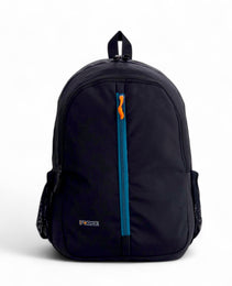 FORCE Basic Backpack Black/Teal Blue front zip unisex backpack- FDB01