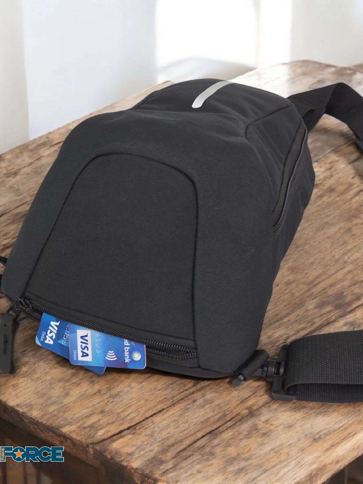 Force Flow Crossbody Bag with Reflective Stripe black color FCH01