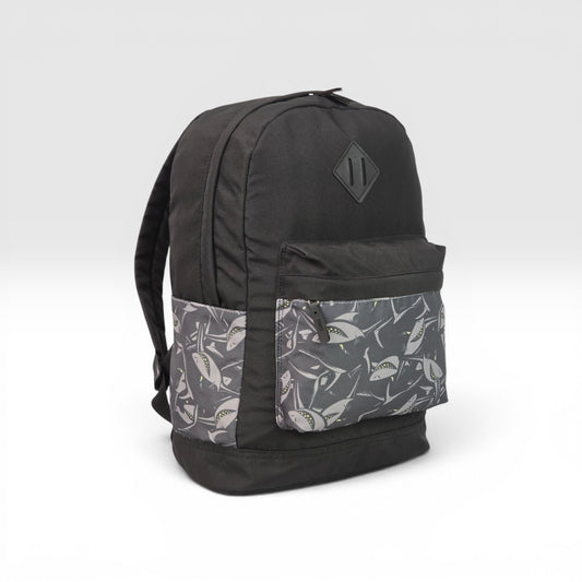 Force 14-inch Laptop Backpack, Black with Gray Shark Pattern - FG-31