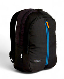 FORCE Basic Backpack Black/Teal Blue front zip unisex backpack- FDB01