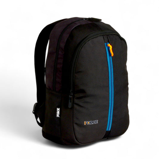 FORCE Basic Backpack Black/Teal Blue front zip unisex backpack- FDB01