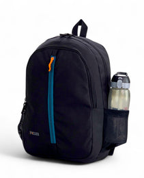 FORCE Basic Backpack Black/Teal Blue front zip unisex backpack- FDB01