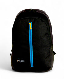 FORCE Basic Backpack Black/Teal Blue front zip unisex backpack- FDB01